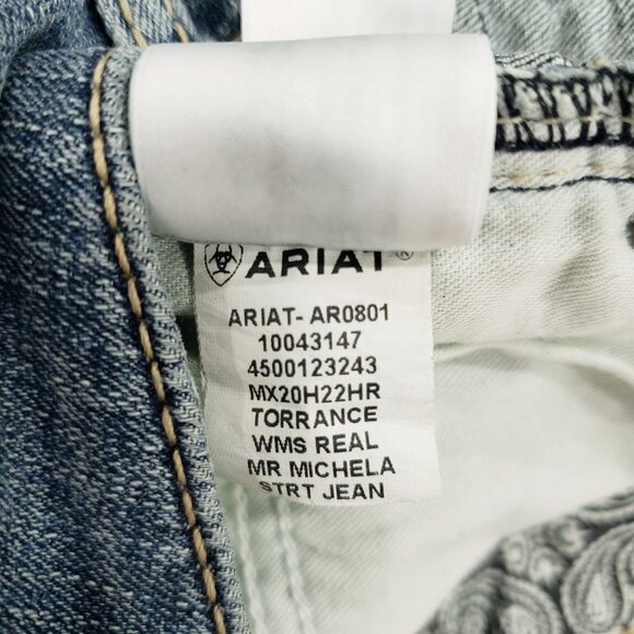 Ariat Jeans Women's Size 28L Real Denim Mid Rise Straight Thick Stitch Stretch - Picture 4 of 11